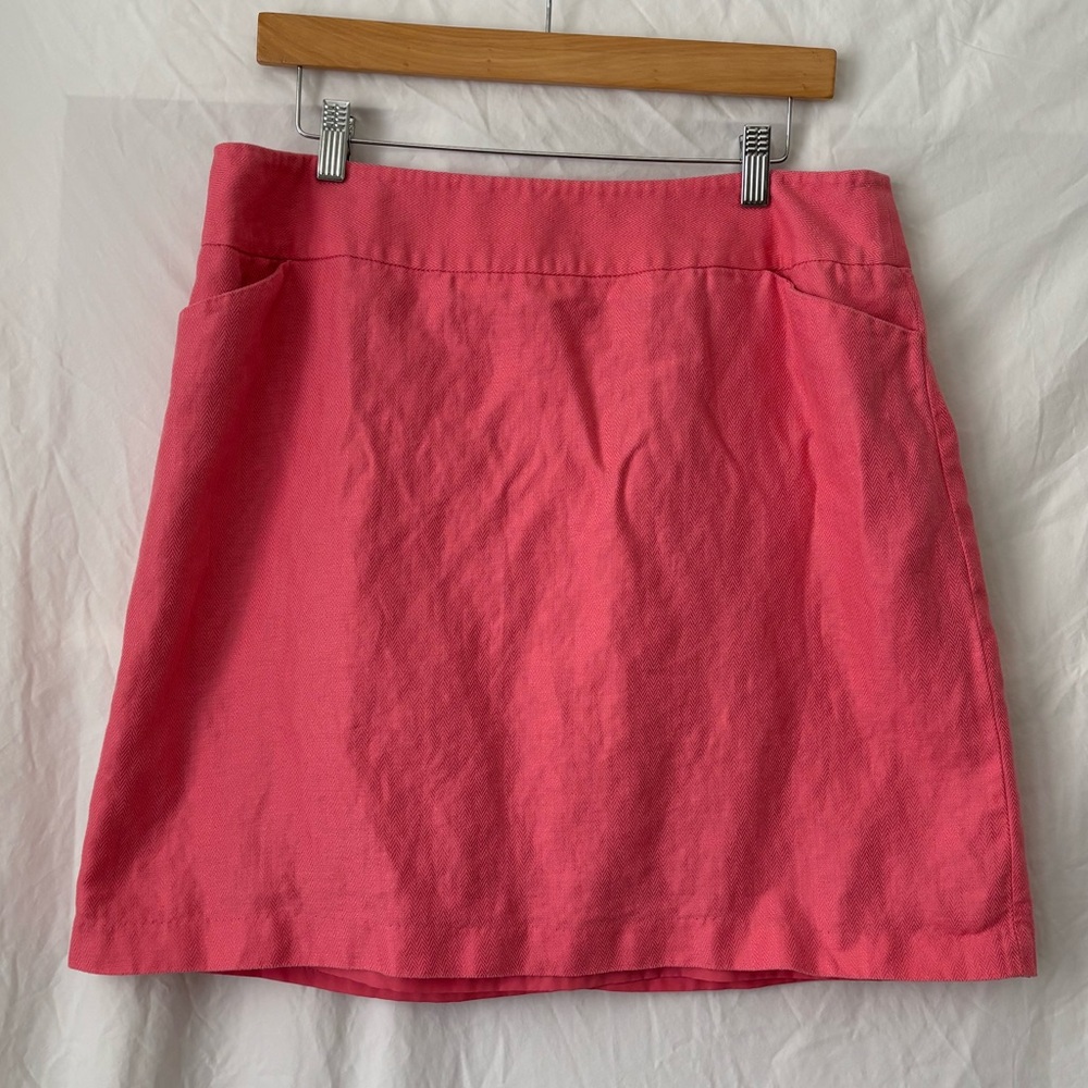 Cotton/Linen Blend Peter Nygard Pink Textured Skirt